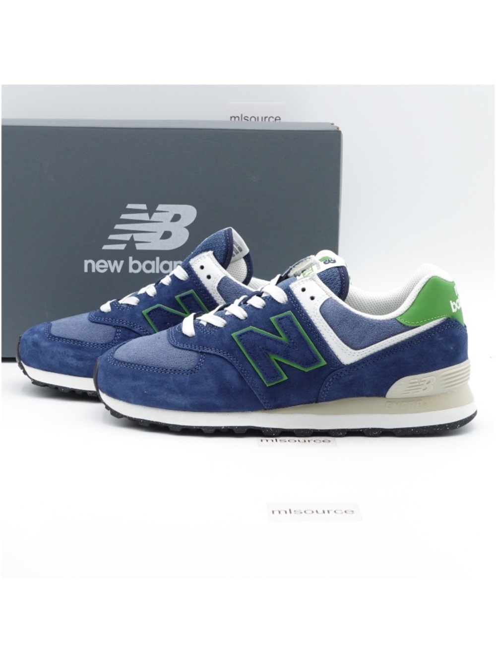 NEW Size 11 Men's New Balance 574 Suede Sneakers U574QBL NB Navy/Alpine Green